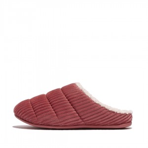 Fitflop Chrissie Corduroy Polyester Women's Slippers Red | IE-TIHA-95823