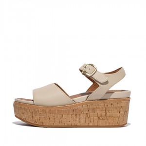 Fitflop Eloise Cork Wrap Women's Wedge Sandals Light Beige | IE-BHET-31546