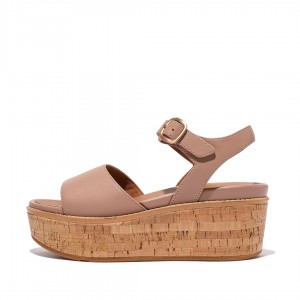 Fitflop Eloise Cork Wrap Women's Wedge Sandals Beige | IE-UCDT-85706