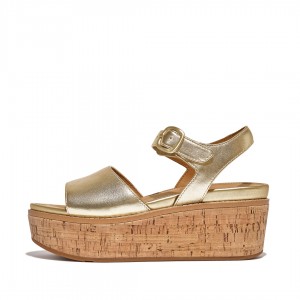 Fitflop Eloise Cork Wrap Women's Wedge Sandals Silver | IE-CALS-17348