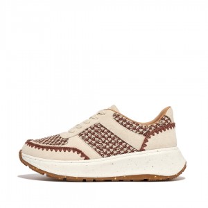 Fitflop F-Mode Crochet Knit Polyester Women's Sneakers Grey Brown | IE-QJVE-98671