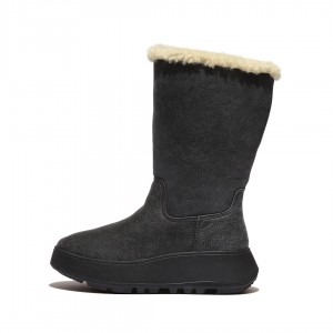 Fitflop F-Mode Double Faced Shearling Women's Boots Black | IE-NAZG-41839