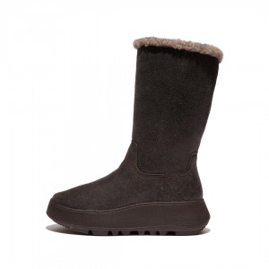 Fitflop F-Mode Double Faced Shearling Women's Boots Chocolate | IE-AYBE-81452