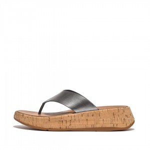 Fitflop F-Mode Metallic & Cork Women's Sandals Silver | IE-EATR-81749