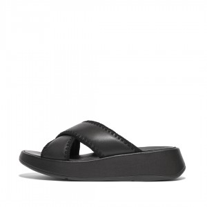 Fitflop F-Mode Slides Women's Slides Black | IE-DXER-60817