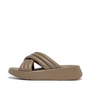 Fitflop F-Mode Slides Women's Slides Grey Beige | IE-DUFR-41605