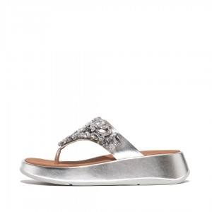 Fitflop F-Mode Women's Flip Flops Silver | IE-VRXJ-50841