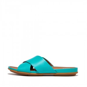 Fitflop Gracie Cross Slides Women's Slides Blue | IE-CKTR-97218