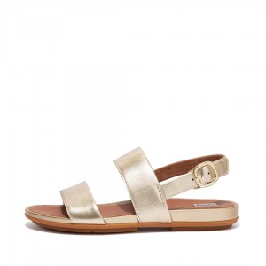 Fitflop Gracie Leather Women's Back-Strap Sandals Gold | IE-MKUJ-60523