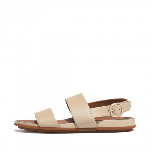 Fitflop Gracie Leather Women's Back-Strap Sandals Beige | IE-DOCP-80127