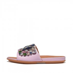 Fitflop Gracie Leather Women's Slides Pink | IE-OLCU-79816