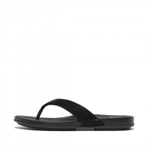 Fitflop Gracie Microfibre Women's Flip Flops Black | IE-NZHK-58731