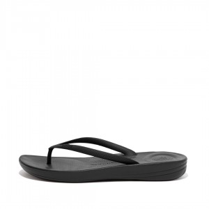 Fitflop Iqushion Ergonomc Women's Flip Flops Black | IE-SMWI-39407