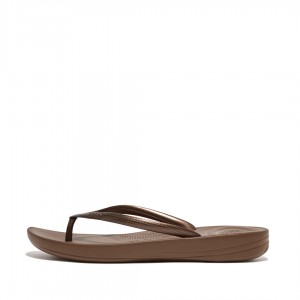 Fitflop Iqushion Ergonomc Women's Flip Flops Brown | IE-RNFU-56082