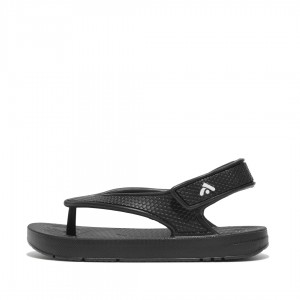 Fitflop Iqushion Eva Back Straps Kids'' Flip Flops Black | IE-KZWR-73952