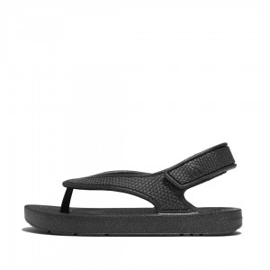 Fitflop Iqushion Eva Back Straps Kids'' Flip Flops Black | IE-RCFX-80594