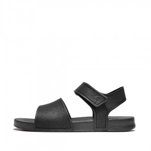 Fitflop Iqushion Rubber Kids'' Back-Strap Sandals Black | IE-HISE-37056