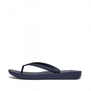 Fitflop Iqushion Rubber Men's Flip Flops Navy | IE-BXQT-92837