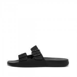 Fitflop Iqushion Rubber Men's Flip Flops Black | IE-FGJP-40837