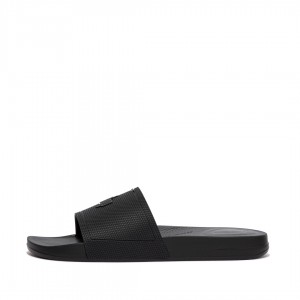 Fitflop Iqushion Rubber Men's Slides Black | IE-JMDI-58314