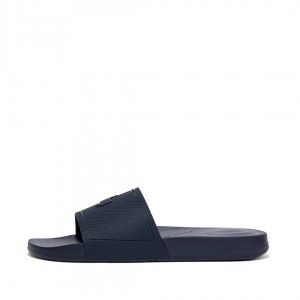 Fitflop Iqushion Rubber Men's Slides Navy | IE-HQZP-31692