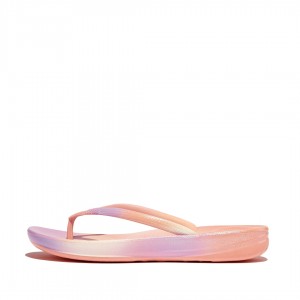 Fitflop Iqushion Snake Embossed Rubber Tpu Women's Flip Flops Pink | IE-FQZY-20856