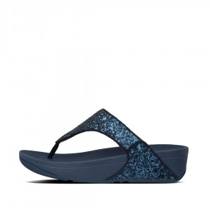 Fitflop Lulu Glitter Women's Toe-Post Sandals Navy | IE-AOMQ-53472