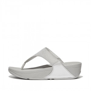 Fitflop Lulu Glitz Mesh Polyester Thongs Women's Toe-Post Sandals Silver | IE-NQMT-43701