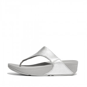 Fitflop Lulu Leather Women's Toe-Post Sandals Silver | IE-VNHL-90352