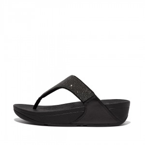 Fitflop Lulu Microfibre Faux Leather (Pu) Thongs Women's Toe-Post Sandals Black | IE-XCTP-79540