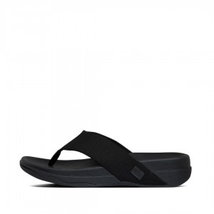 Fitflop Surfer Polyester Men's Toe-Post Sandals Black | IE-NRHI-49503