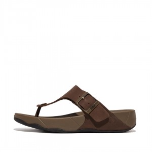 Fitflop Trakk Ii Nubuck Toe Men's Thongs Brown | IE-TSZM-41206