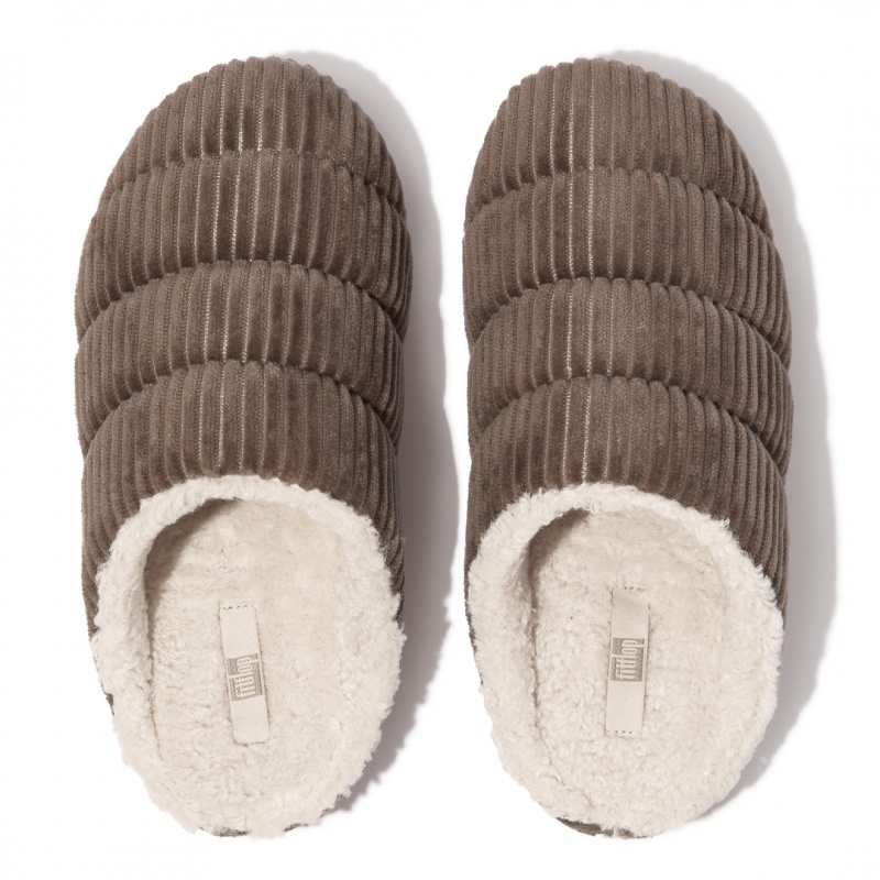 Fitflop Chrissie Corduroy Polyester Women's Slippers Grey | IE-LJMP-43672