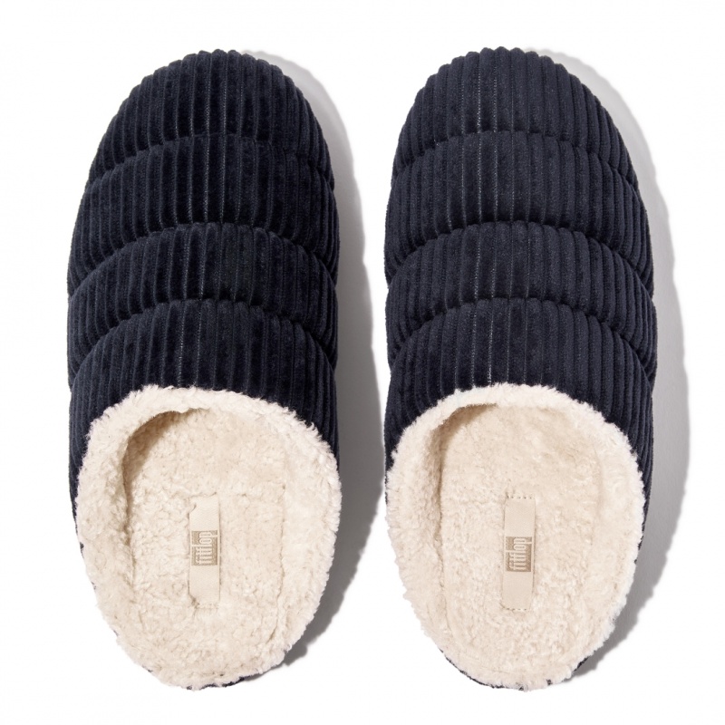 Fitflop Chrissie Corduroy Polyester Women's Slippers Navy | IE-YHLC-21507