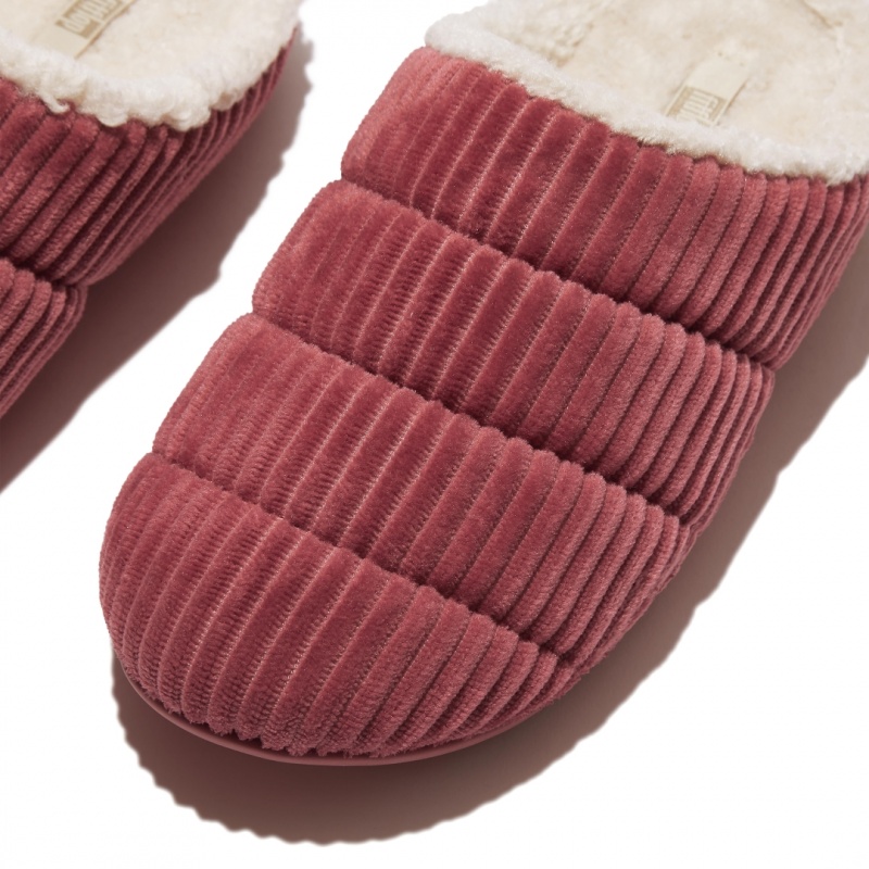 Fitflop Chrissie Corduroy Polyester Women's Slippers Red | IE-TIHA-95823