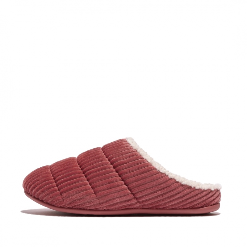 Fitflop Chrissie Corduroy Polyester Women\'s Slippers Red | IE-TIHA-95823