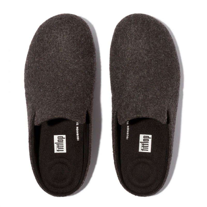 Fitflop Chrissie Felt Polyester Women's Slippers Black | IE-HDJA-34081