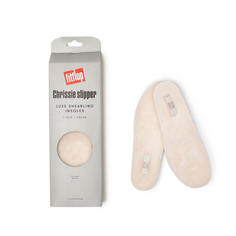 Fitflop Chrissie Shearling Slippers Women's Insoles White | IE-KYDF-30145