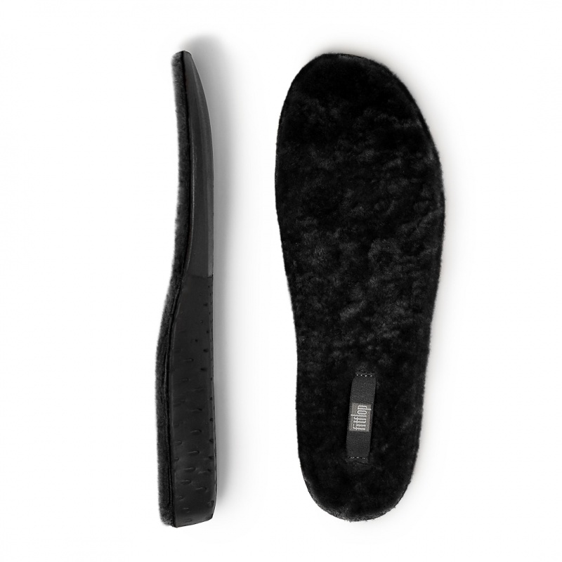 Fitflop Chrissie Shearling Slippers Women's Insoles Black | IE-MDPU-73264