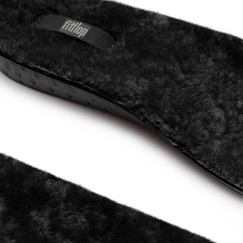 Fitflop Chrissie Shearling Slippers Women's Insoles Black | IE-MDPU-73264