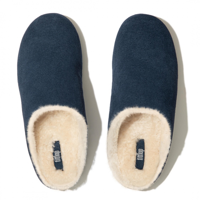 Fitflop Chrissie Shearling Women's Slippers Navy | IE-JMCE-38062