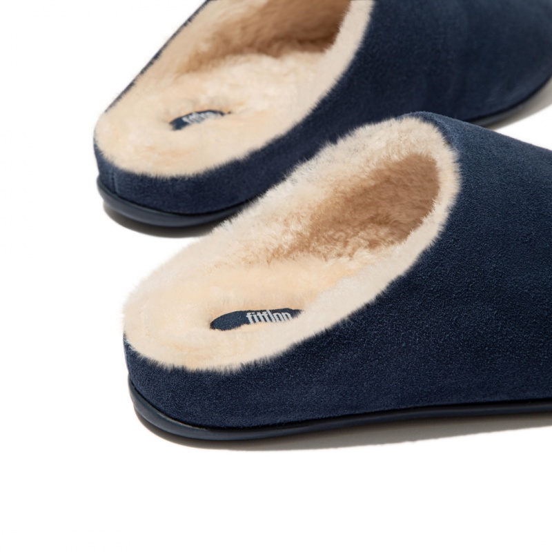 Fitflop Chrissie Shearling Women's Slippers Navy | IE-JMCE-38062