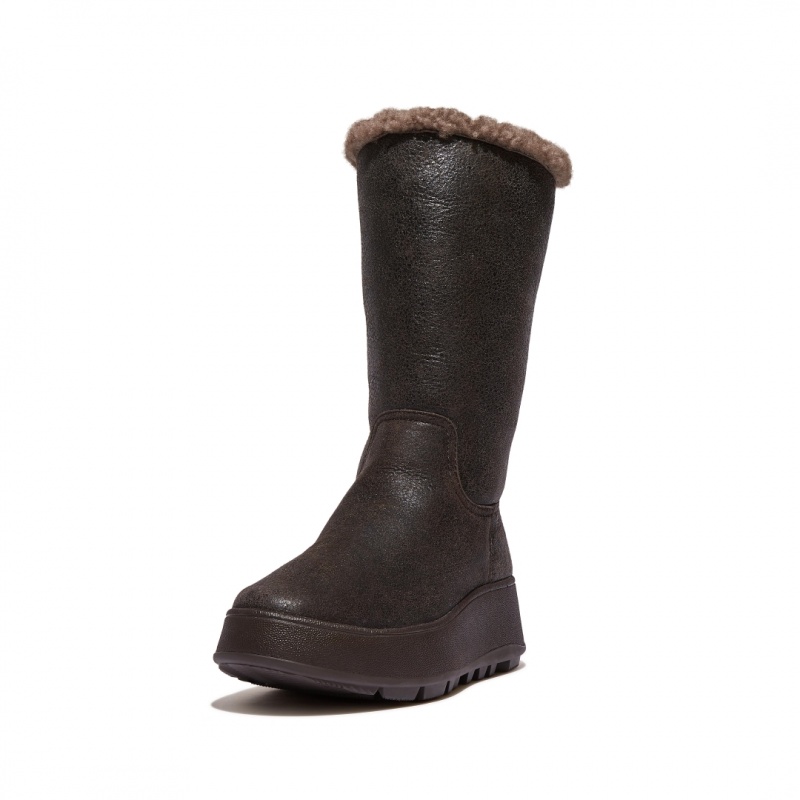 Fitflop F-Mode Double Faced Shearling Women's Boots Chocolate | IE-AYBE-81452