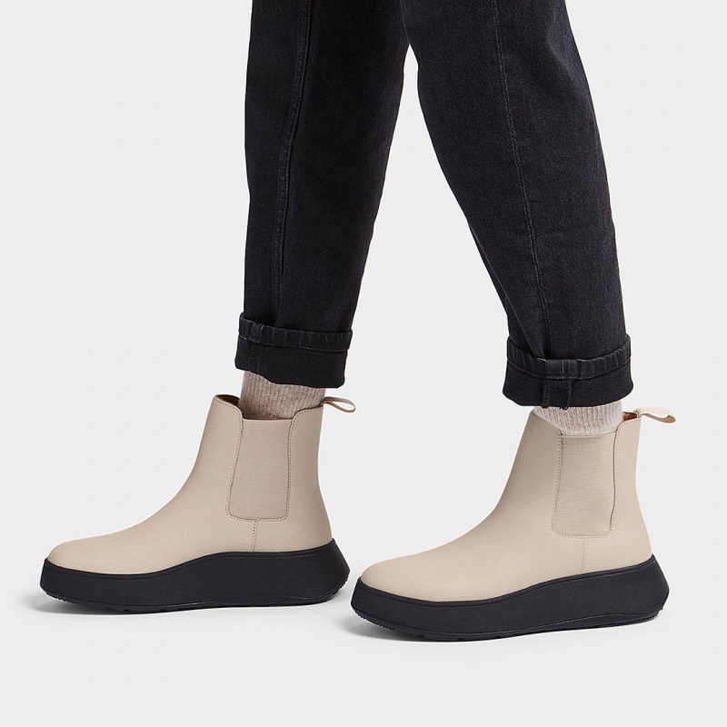 Fitflop F-Mode Flatform Women's Chelsea Boots Beige | IE-SOFN-98510