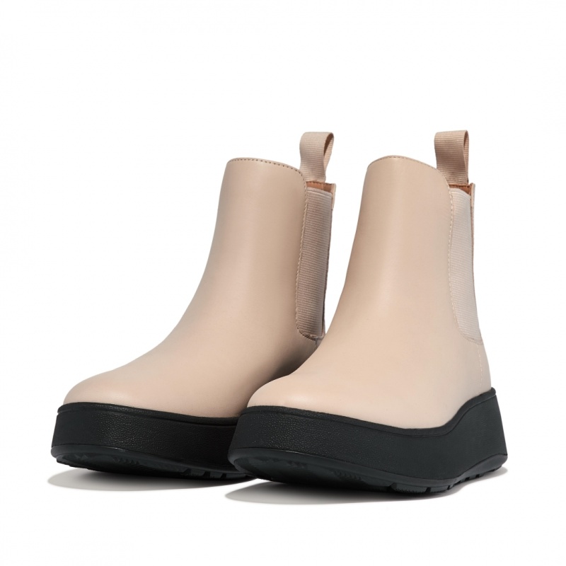 Fitflop F-Mode Flatform Women's Chelsea Boots Beige | IE-SOFN-98510