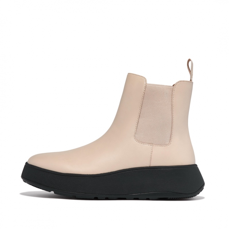 Fitflop F-Mode Flatform Women\'s Chelsea Boots Beige | IE-SOFN-98510