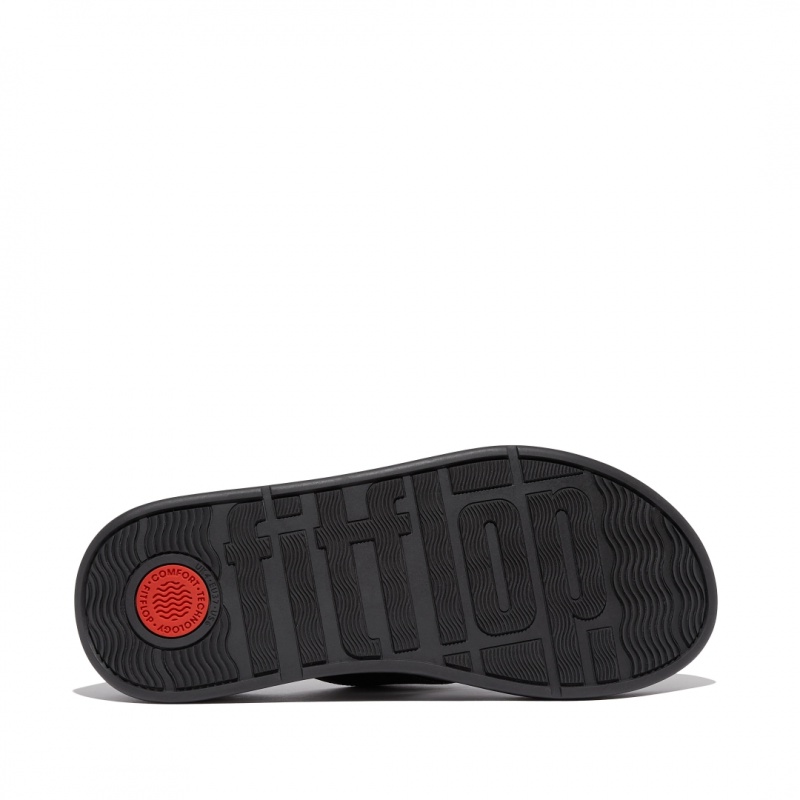 Fitflop F-Mode Leather Women's Slides Black | IE-IGDN-90124