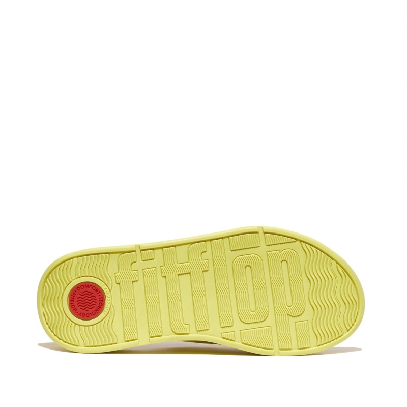 Fitflop F-Mode Leather Women's Slides Yellow | IE-VTIQ-68432