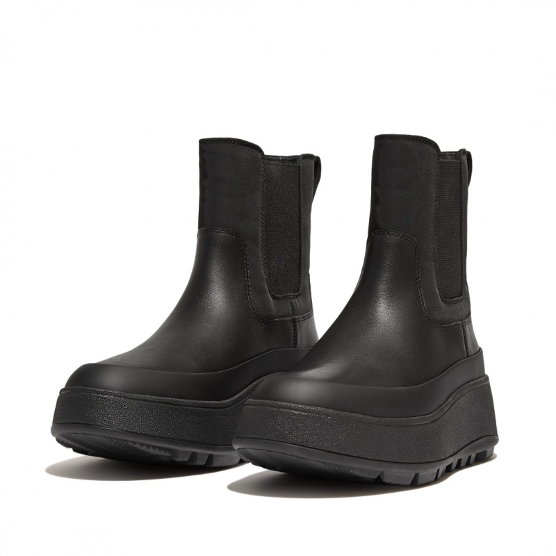 Fitflop F-Mode Polyester Elastic Women's Boots Black | IE-QNGB-26378