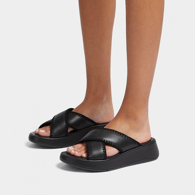 Fitflop F-Mode Slides Women's Slides Black | IE-DXER-60817